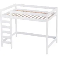 Lukdom Kinder Hochbett 90x200 Lukas weiß, Höhe 160 cm mit Lattenrost