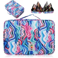 Markenlos Großes Federmäppchen mit 304 Fächern, farbenfrohes Gelmarker-Etui, Federmäppchen für Schüler (gewelltes Blau)