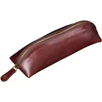 Markenlos s Etui aus exklusivem Leder, Stifteetui, Bleistifthalter, Federmäppchen, echtes Leder, mit eleganter Geschenkverpackung, Herren- und Damenmodell (dunkelbraun)