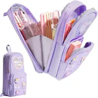 Markenlos Großzügiges Federmäppchen, Uni-Federmäppchen mit ansprechendem Design, süßes Federmäppchen für Erwachsene, Schule, Büro, Mädchen, Frauen, Schülerinnen, lila
