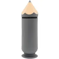 Markenlos 2-in-1 weiche Silikonhülle mit Reißverschluss, Stiftehalter für den Schreibtisch, stiftförmig, niedlich, Saugnapf-Design, ausziehbar, Höhe 20 cm, Federmäppchen für Schule und Schreibtisch (grau)