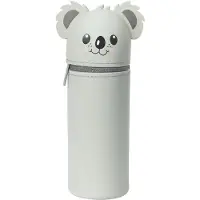 Markenlos 2-in-1-Schulmäppchen aus weichem Silikon, Stifthalter mit Reißverschluss, Stauraum für Buntstifte und Filzstifte, Ø 6,3 cm, Design: Koala Kooky