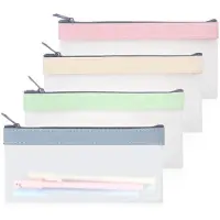 Markenlos 4-teiliges transparentes Etui für Damen, mit Reißverschluss, Federmäppchen und Schreinorganizer (4 Farben)