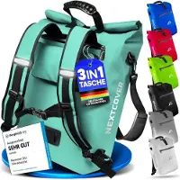 Nextcover 3in1 Fahrradtasche Single für Gepäckträger [PVC frei] | Wasserdichte Fahrradtasche, Rucksack und Umhängetasche 25L | Ideal für Laptop und Wocheneinkauf | Fahrradtasche Single | Fahrradtaschen