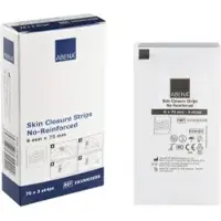 Abena Wundnahtstreifen, mit 3 Streifen, steril, braun 1010002058 , 1 Karton = 16 Packungen à 70 Stück, Maße: 75 x 6 mm