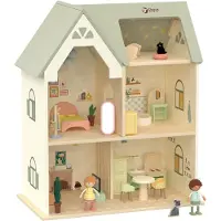 Classic World Großes Holzhaus – Gemütliche Puppenecke mit Möbeln (31-teilig)
