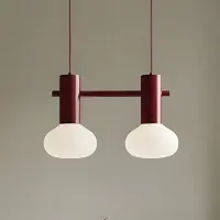 Aldex Flo Hängeleuchte, rot, 2-flammig, Glas - , Flo, dimmbar, Rot, für Wohnzimmer, Metall, Design