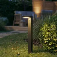PRIOS LED-Solar-Wegeleuchte Tarlson, rund, anthrazit, Sensor Tarlson , schwarz, Kunststoff, Modern
