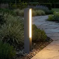 LUCANDE Teerk LED-Sockelleuchte, anthrazit, IP65, Höhe 50 cm - , Teerk, Schwarz, für Terrasse, Aluminium, Modern