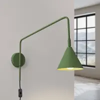Sollux LYS Wandlampe, olivgrün, Ø 14 cm Metall Stecker E14 - , LYS, Grün, für Wohnzimmer, Metall, Skandinavisch