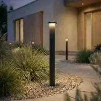 LINDBY Cirel LED-Wegeleuchte, schwarz, IP65, 65 cm, Aluminium - , Cirel, Schwarz, für Terrasse, Aluminium, Modern