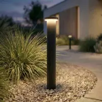 LINDBY LED Wegeleuchte Cirel , schwarz, Aluminium, Modern, LED Außenleuchte