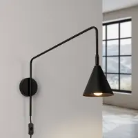 Sollux LYS Wandlampe, schwarz, Ø 14 cm, Metall Stecker E14 - , LYS, Schwarz, für Wohnzimmer, Metall, Skandinavisch