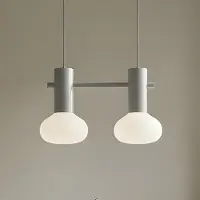 Aldex Flo Hängeleuchte, grau, 2-flammig, Glas - , Flo, dimmbar, Grau, für Wohnzimmer, Metall, Design