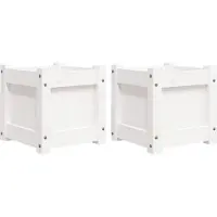 vidaXL Pflanzkübel 2 Stk. Weiss Massivholz Kiefer,Farbe