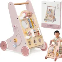 Viga Toys Viga Polarb Lauflernhilfe aus Holz, rosa, pädagogisch