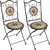 Axi Amélie 2 Bistrostühle, Set mit 2 Bistrostühlen in Earth Brown, Klappbar | Gartenmöbel im Bistrostil, Bistrostühle mit Mosaikmuster für Garten/Balkon/Terrasse