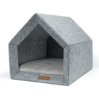 Rexproduct - PetHome Hundehütte mit Liegefläche und Dach Biss- und Kratzfest Gute Schalldämmung Umweltfreundlich & Einfach zu Montieren Größe S (60x42x43 cm) - Hellgrau und Grau