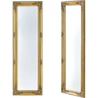 En.casa Wandspiegel Barock 132 x 42 cm Gold Ganzkörperspiegel im Eukalyptusholz Rahmen Antik Spiegel mit Ornamenten verziert []