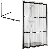 Sealskin Duschvorhangstangen-Set mit Duschvorhang Easy Roll Schwarz / Transparant - 180 x 200 cm