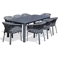 DCB Groupe 8-Sitzer-Garten-Essgruppe aus Aluminium mit Keramikplatte auf Glas