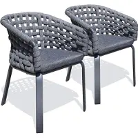 DCB Groupe Set mit 2 Gartensesseln aus geflochtenem Seil, Alu