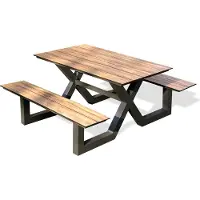 DCB Groupe Gartentisch 6 Personen, Aluminium mit HPL Platte, Holzeffekt