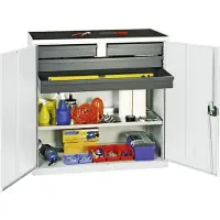 Stumpf Werkzeug- und Materialschrank Serie 3000 lichtgrau + 2 Schubladen 100 mm + 2 Schubladen 100 mm durchgehend + 1 Auszugsboden - 3007407