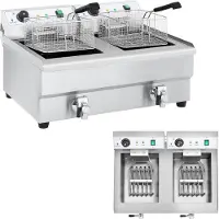 Royal Catering Doppelkammer-Gewerbefritteuse mit Wasserhähnen 230V 2x16L