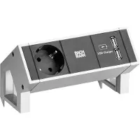 Bachmann DESK2 1x Schutzkontakt 1xUSB Charger Inox