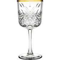 Pasabahce Satz von 4 Kelchen Timeless Goldrand Glas, Transparent, Cl 33