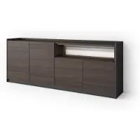 Skraut Home Sideboard Holzeffekt dunkler eiche und schwarz 207x37x80cm mit Led