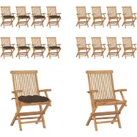 vidaXL Gartenstühle mit Taupe Kissen 8 Stk. Massivholz Teak - Gartenstuhl - Gartenstühle - Gartenstuhl Holz - Gartenstuhl Massivholz