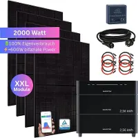 MyVoltaics 2000 Watt Balkonkraftwerk mit Speicher Marstek Venus D 0-7,68 kWh & EcoTracker IR 3x Zusatzakku