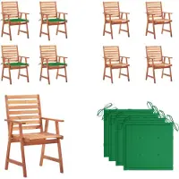vidaXL Garten Essstühle 4 Stk. mit Kissen Massivholz Akazie - Gartenstuhl - Gartenstühle - Holz Gartenstuhl - Holz Gartenstühle