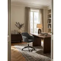 KADIMA DESIGN Schreibtischstuhl MIAMI Anthrazit Stoff Drehstuhl mit Lehne 120 kg, Bürostuhl Drehsessel mit Rollen, Designer Schalenstuhl bequem, Schreibtischsessel Büro