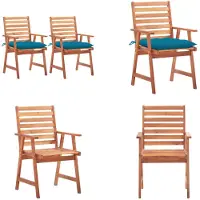 vidaXL Garten Essstühle 2 Stk. mit Kissen Massivholz Akazie - Gartenstuhl - Gartenstühle - Holz Gartenstuhl - Holz Gartenstühle
