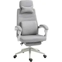 SUGIFT Bürostuhl, Ergonomischer Schreibtischstuhl mit Kopfkissen, Lendenkissen, höhenverstellbar Gamingstuhl mit Fußstütze, hoher Rückenlehne, Grau 62 x 68 x 117-127 cm