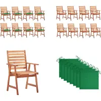 vidaXL Garten Essstühle 8 Stk. mit Kissen Massivholz Akazie - Gartenstuhl - Gartenstühle - Holz Gartenstuhl - Holz Gartenstühle