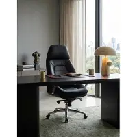 KADIMA DESIGN Designer Bürostuhl Bezug Echtleder Schwarz Schreibtischstuhl bis 120 kg, XXL Design Chefsessel höhenverstellbar, Drehstuhl ergonomisch mit Armlehnen & hoher Rückenlehne, Wippfunktion