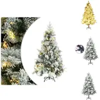 vidaXL Weihnachtsbaum mit Beleuchtung Schnee und Zapfen 195 cm PVC&PE - Weihnachtsbäume