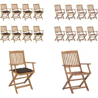 vidaXL Klappbare Gartenstühle 8 Stk. mit Kissen Massivholz Akazie - Gartenstuhl - Gartenstühle - Gartensessel - Klappstuhl