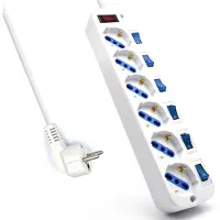 Eminent EW3932, 6 AC-Ausgänge, Typ F, 2500 W, Weiß, 1,5 m