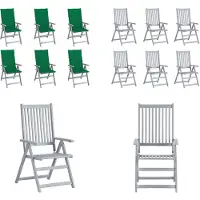 vidaXL Hochlehner Verstellbar 6 Stk. mit Auflagen Massivholz Akazie - Gartenstuhl - Gartenstühle - Stuhl - Stühle