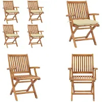 vidaXL Klappbare Gartenstühle mit Kissen 4 Stk. Massivholz Teak - Gartenstuhl - Gartenstühle - Holzstuhl - Holzstühle