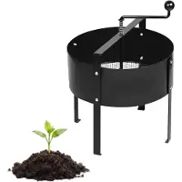 Relaxdays Gartensieb, Handkurbel, Ø 40 cm, Erde, Steine, Sand, Stahl, stehend, feinmaschiges Kompostsieb, schwarz