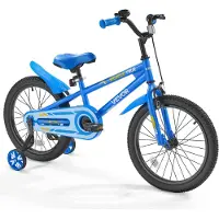 Vevor Kinderfahrrad, 18 Zoll BMX-Stil-Fahrrad mit Stützrädern, empfohlene Kindergröße 110-140 cm, robust & einfach zu montieren, Kleinkinderfahrrad für Jungen & Mädchen zum Fahrradlernen, blau