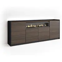 Skraut Home Sideboard Holzeffekt eiche schwarz 207x37x80cm Kamin mit Feuereffekt