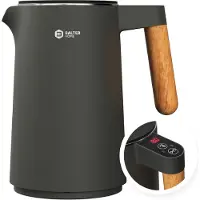 Balter Edelstahl Wasserkocher mit Temperatureinstellung, 45°C-100°C, Doppelwand, BPA frei, Warmhaltefunktion, 1.5L, 2200W, Grau
