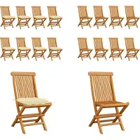 vidaXL Gartenstühle mit Cremeweißen Kissen 8 Stk. Massivholz Teak - Gartenstuhl - Gartenstühle - Holz-Gartenstuhl - Holz-Gartenstühle